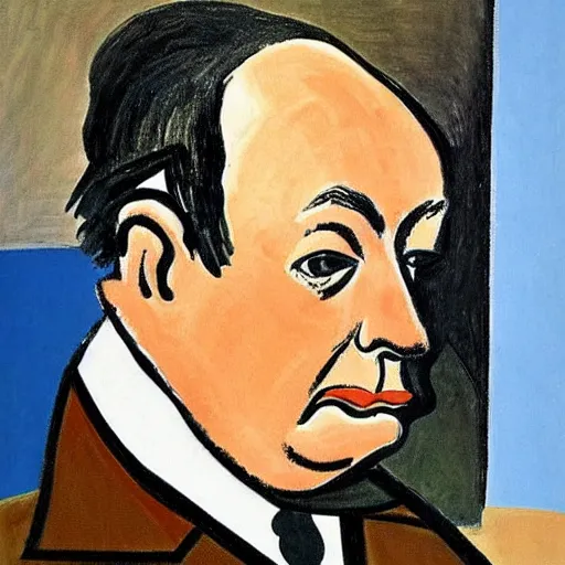 Prompt: winston churchill, painted by picasso