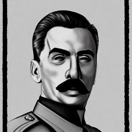 Image similar to lgbt art, tom of finland style, stalin, in ricardo milos body, art in 4 k, high quality