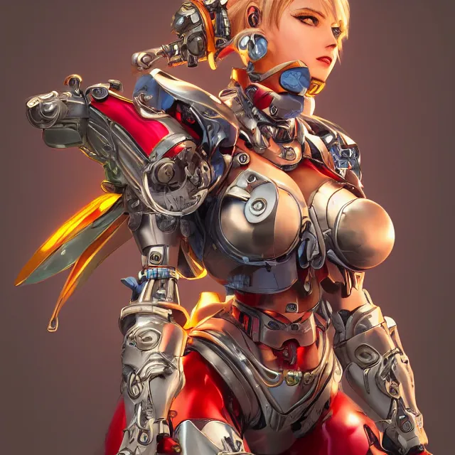 Prompt: studio portrait of lawful good colorful female holy mecha paladin absurdly beautiful, elegant, young sensual european gravure idol, ultrafine hyperrealistic detailed face illustration by kim jung gi, irakli nadar, intricate linework, sharp focus, bright colors, matte, octopath traveler, unreal engine 5 highly rendered, global illumination, radiant light, intricate environment