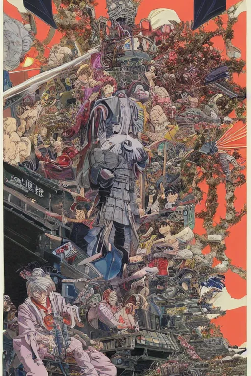 Prompt: beautiful hyperdetailed anime illustration of a poster, by moebius, masamune shirow and katsuhiro otomo