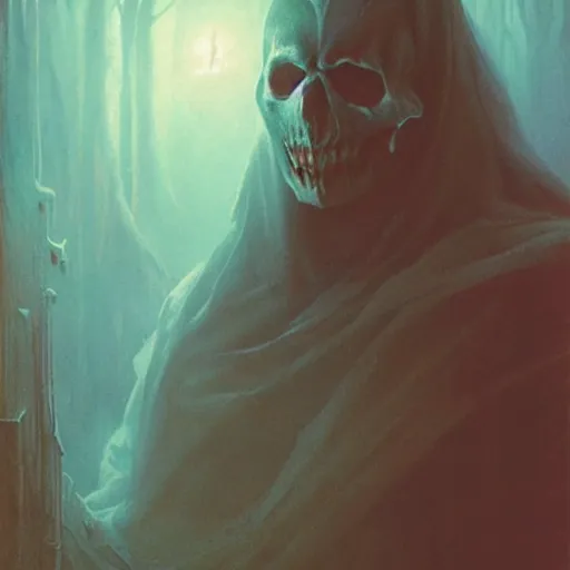 Prompt: head and shoulders portrait of a ghostly, shadowy, spectral wraith, d & d, fantasy, greg rutkowski, frank frazetta, alexandre chaudret, boris vallejo, michael whelan, miro petrov, hr giger, magali villeneuve, donato giancola