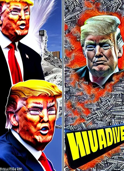 Prompt: david dees conspiracy image featuring donald trump and nuclear waste, hyper detailed