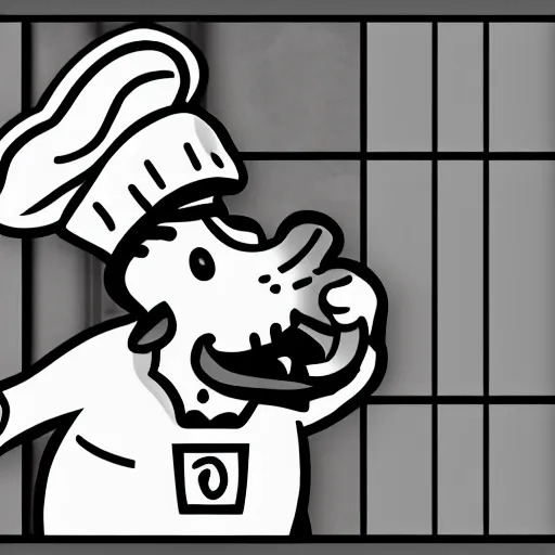 Image similar to chef platypus looking to the left, logo style, black and white