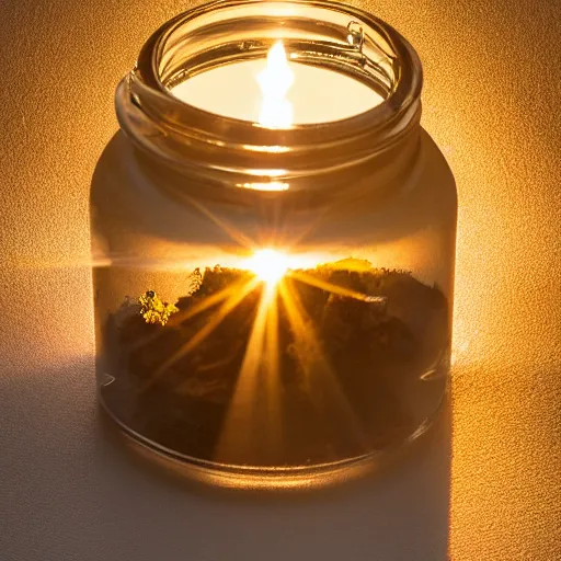 Prompt: smokey dreams in a jar, light by shaft of sunlight, award winning masterpiece on 8 5 mm by simon bruntnell