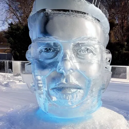 Image similar to ice sculpture that looks like elon musk