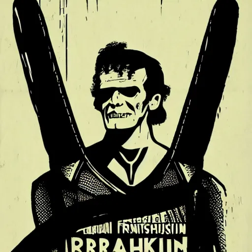 Image similar to individual frankenstein silk screen butcher billy style