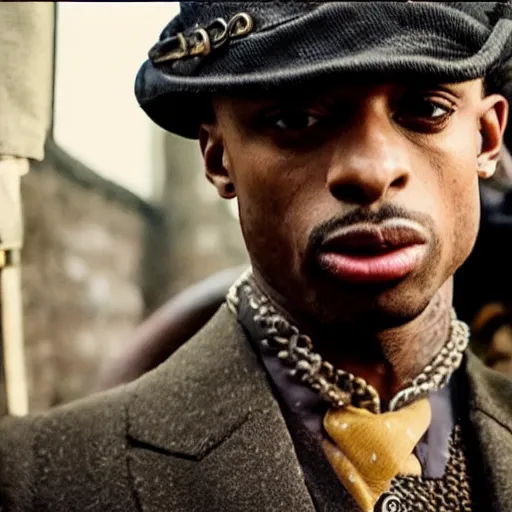 Image similar to playboi carti in peaky blinders 4 k the detailed super realistic