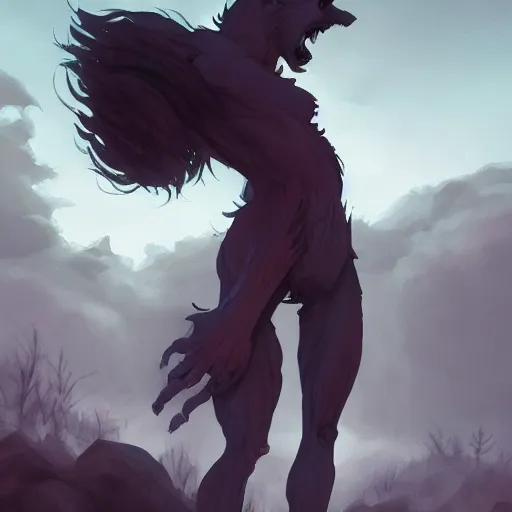 Prompt: a werewolf turning back into a human as the full moon dips behind clouds, ancient graveyard, ambient lighting, 4 k, frank frazetta, lois van baarle, ilya kuvshinov, rossdraws, erol otus, artstation