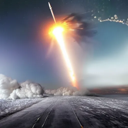 Prompt: A huge missile hits Oslo, Nuclear Explosion, Realistic, HDR, Real Event, HDD, Ultra Lightning,