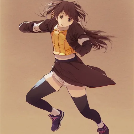 Prompt: a girl is running, sport clothing, kaze ga tsuyoku fuiteiru, anime style, brown short hair, hair down, symmetrical facial features, from arknights, hyper realistic, rule of thirds, extreme detail, detailed 4 k drawing, trending pixiv, realistic lighting, by alphonse mucha, greg rutkowski, backlit