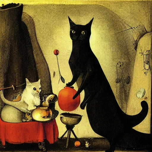 Image similar to stunning portrait of the cat of cheshire from alice in wonderland by hieronymus bosch