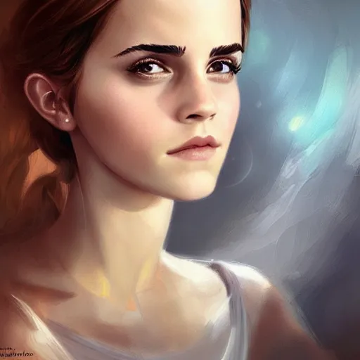 Image similar to Emma Watson by Charlie Bowater, digital fantasy portrait