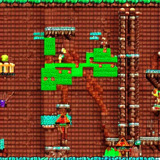 Prompt: Donkey Kong Country level depicting a beautiful mine with shiny crystals on the wall, floating barrels and minecarts. In-game screenshot