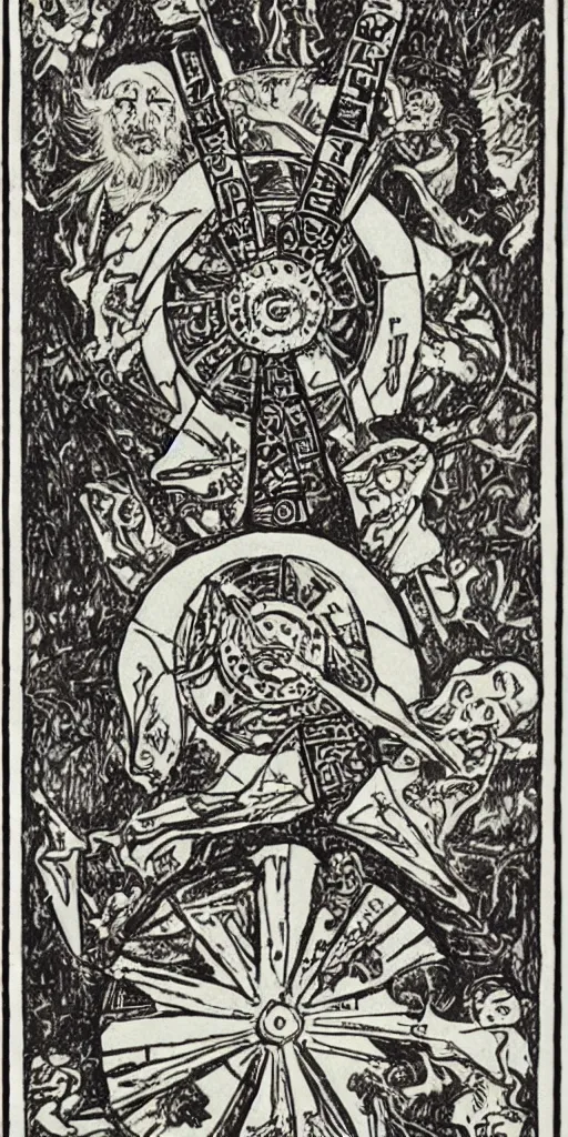 Image similar to the wheel of fortune tarot card by austin osman spare