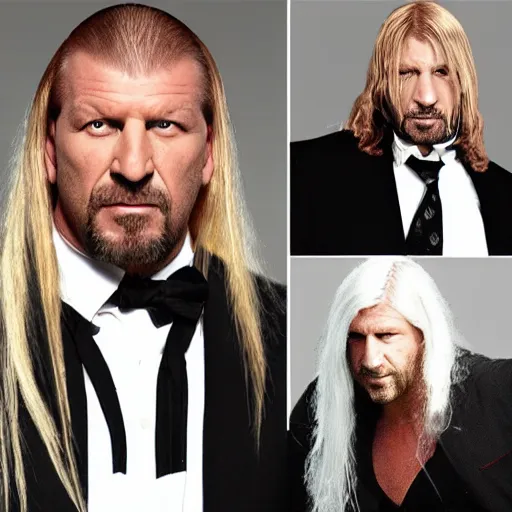 Image similar to triple H with long white hair