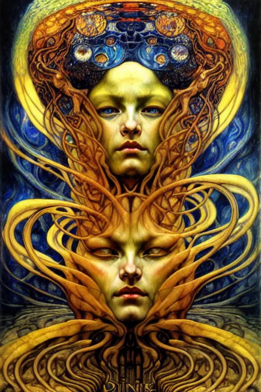 Image similar to Divine Chaos Engine by Karol Bak, Jean Delville, William Blake, Gustav Klimt, and Vincent Van Gogh, symbolist, visionary