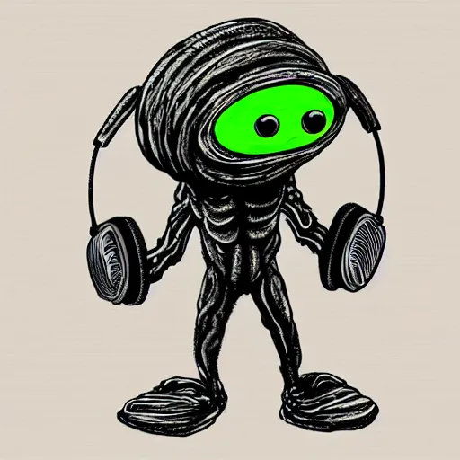 Image similar to Pop Wonder NFT - Alien Bog Friendly Monster Wearing Headphones, Art