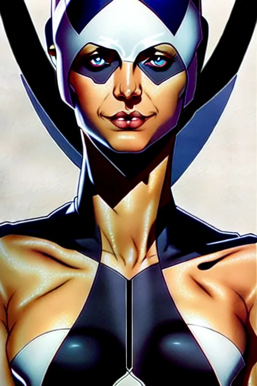 Prompt: artgerm, joshua middleton comic cover art, pretty domino marvel comics sarah michelle gellar entire full body, white skin, black spot covering left eye, symmetrical eyes, symmetrical face