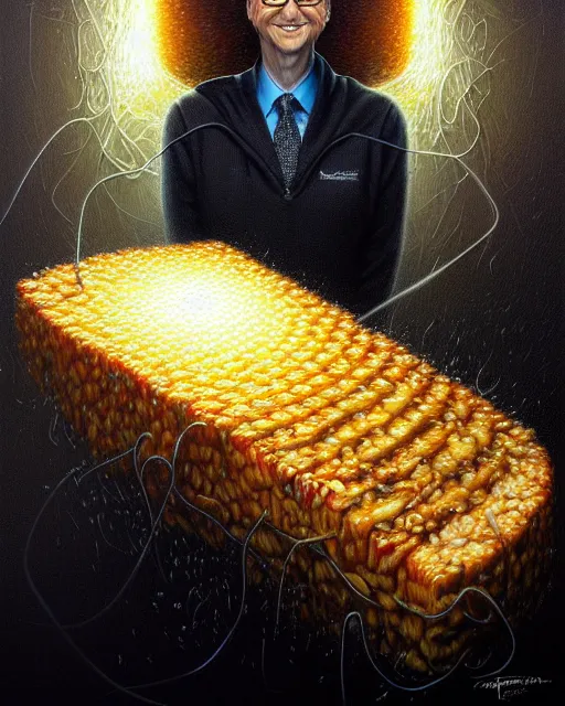 Image similar to detailed portrait of bill gates cheese!! grater!!! shredded by tomasz alen kopera and peter mohrbacher and johanna martine! and margaret keane! coherent luminescent