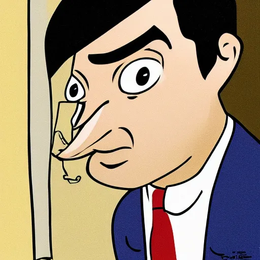 Prompt: detailed cartoon portrait of nathan fielder peeping tom, sharp high quality