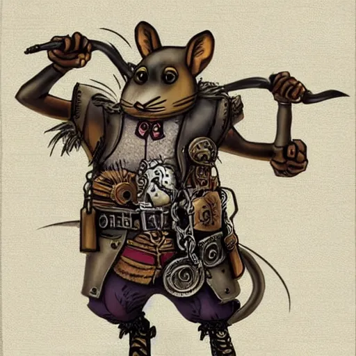 Image similar to steampunk rat warrior