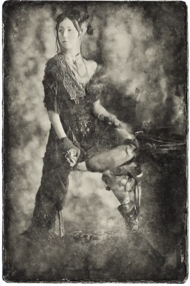 Prompt: wet plate photograph, portrait of scarves dancer, victorian era boiler room, coal fire