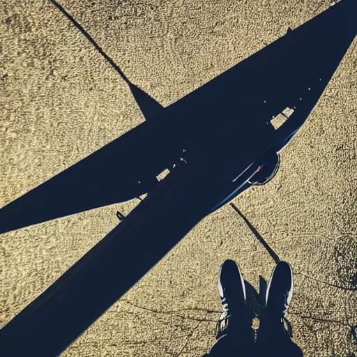 Image similar to pov on the back of a flying bird, a plane arriving in front