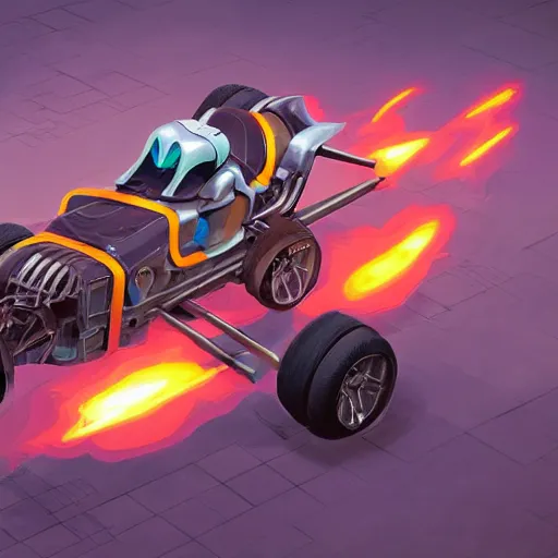 Image similar to isometric hotrod drag racer, extended front axle, large back wheels, concept art by tyler edlin and petros afshar and christopher balaskas and marius borgeaud and kiliain eng, well proportioned, highly detailed