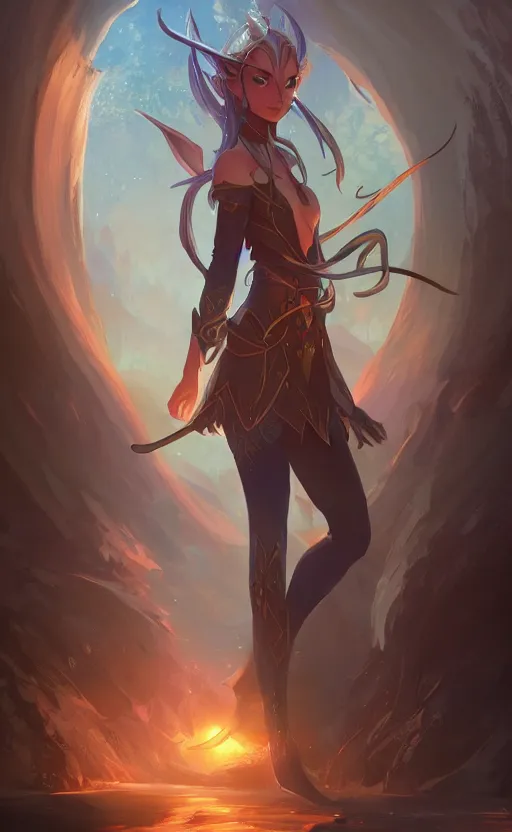 Image similar to a beautiful illustration of an elven nectomancer, scenic full shot, ambient lighting, by artgerm, makoto shinkai, wlop, rossdraws, featured on artstation, vertical orientation