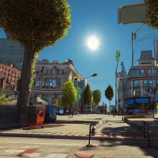 Image similar to panorama,utopia,futurist city streets,sunny,unreal engine