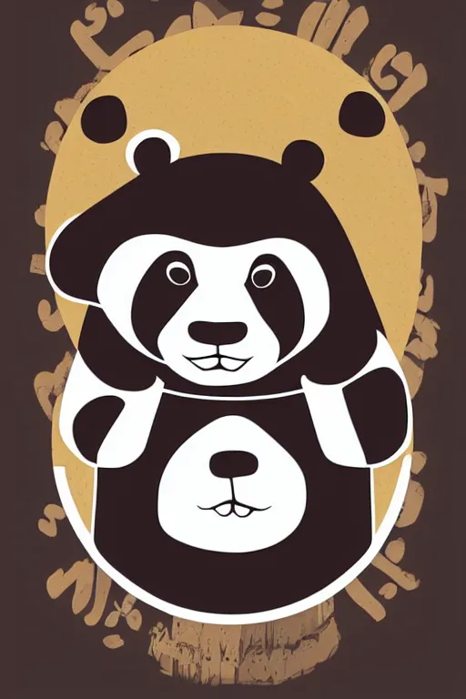 Prompt: Poster of a hipster panda in the style of die cut sticker, color, detailed, high resolution, vector art