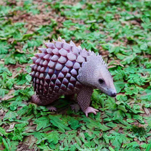 Prompt: photo of a cute pangolin that looks like a dragonfruit