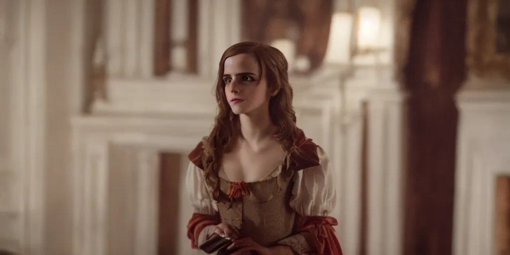 Image similar to Emma Watson in Barry Lyndon Amadeus canon 5d mk4