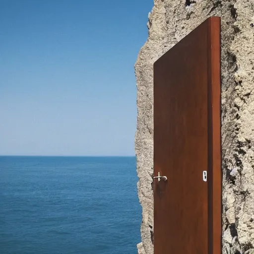 Image similar to a door in the side of a sea cliff
