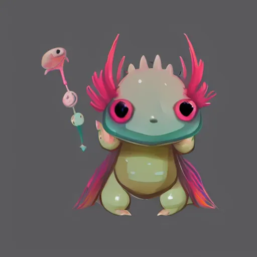 Image similar to a cute axolotl dressed as a wizard, trending on artstation