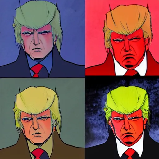 Image similar to Fusion of Donald Trump and Dante from the game Devil May Cry in the style of Araki Hirohiko, concept art