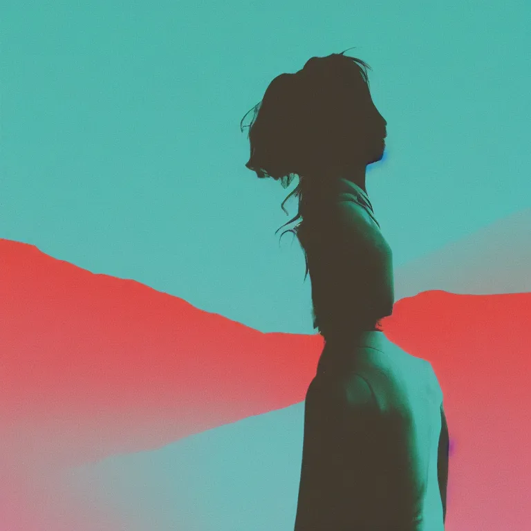 Image similar to experimental turquoise sightseeing album cover, silhouette, film, soft lighting gradient. no text, no watermarks.