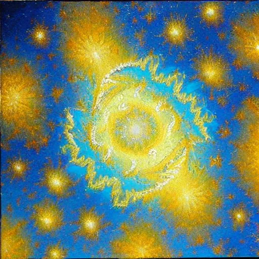 Prompt: starry night fractal, oil painting