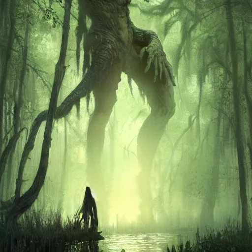 Image similar to swamp monster, 8 k, depth of field, 3 d, art by artgerm and greg rutkowski