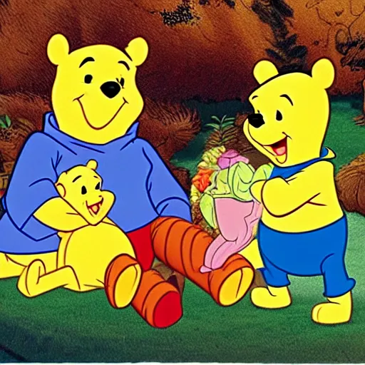 Image similar to winnie the pooh with a hangover.