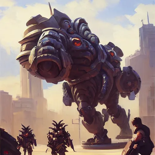 Image similar to greg manchess portrait painting of a huge armored cthulhu as overwatch character, medium shot, asymmetrical, profile picture, organic painting, sunny day, matte painting, bold shapes, hard edges, street art, trending on artstation, by huang guangjian and gil elvgren and sachin teng