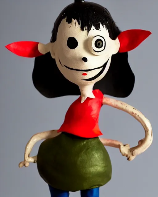 Prompt: an papier - mache olive oyl by tim burton, realistic, very detailed, complex, intricate, studio lighting, bokeh, sigma 5 0 mm f 1. 4