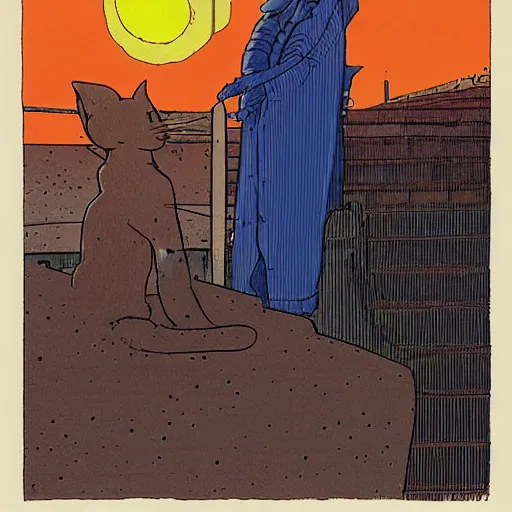 Image similar to a cat, a car, by jean giraud