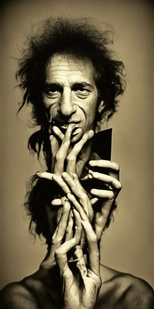 Prompt: award winning photo of MOSHE COHEN smoking weed, vivid colors, happy, symmetrical face, beautiful eyes, studio lighting, wide shot art by Sally Mann & Arnold Newman