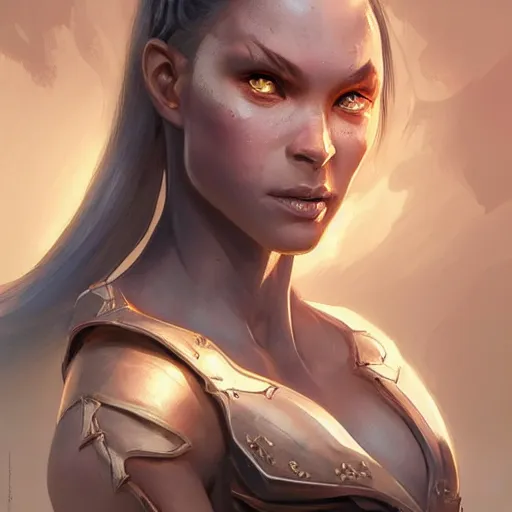 Image similar to draconic girl, portrait, highly detailed, light skin tone, reptile eyes, trending on artstation, d & d, concept art, sharp focus, illustration, digital painting, art by artgerm and greg rutkowski and magali villeneuve