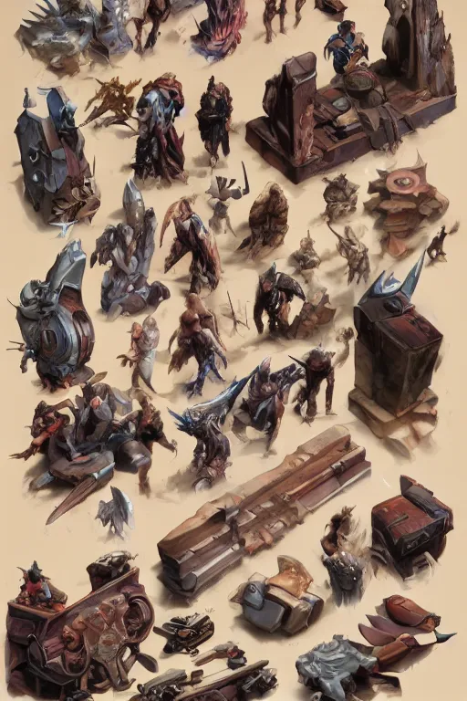 Prompt: 1x2 item concept art grid of legendary loot weapon by artgerm and Craig Mullins, James Jean, Andrey Ryabovichev, Mark Simonetti and Peter Morbacher 16k