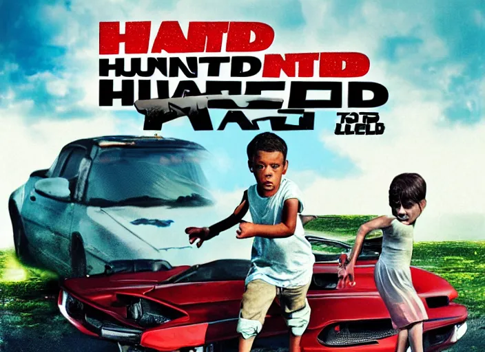 Image similar to hunted car chasing a child, movie poster