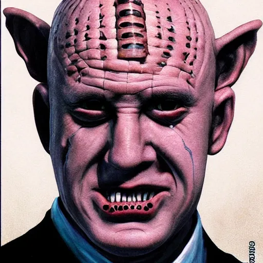 Prompt: benjamin netanyahu as pinhead from hellsraiser, highly detailed, by wayne barlowe