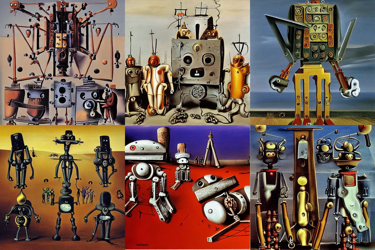 Prompt: the spanish inquisition of robots by salvador dali