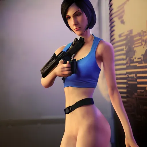 Image similar to jill valentine by bill watterson and artgem, 3 d unreal engine.